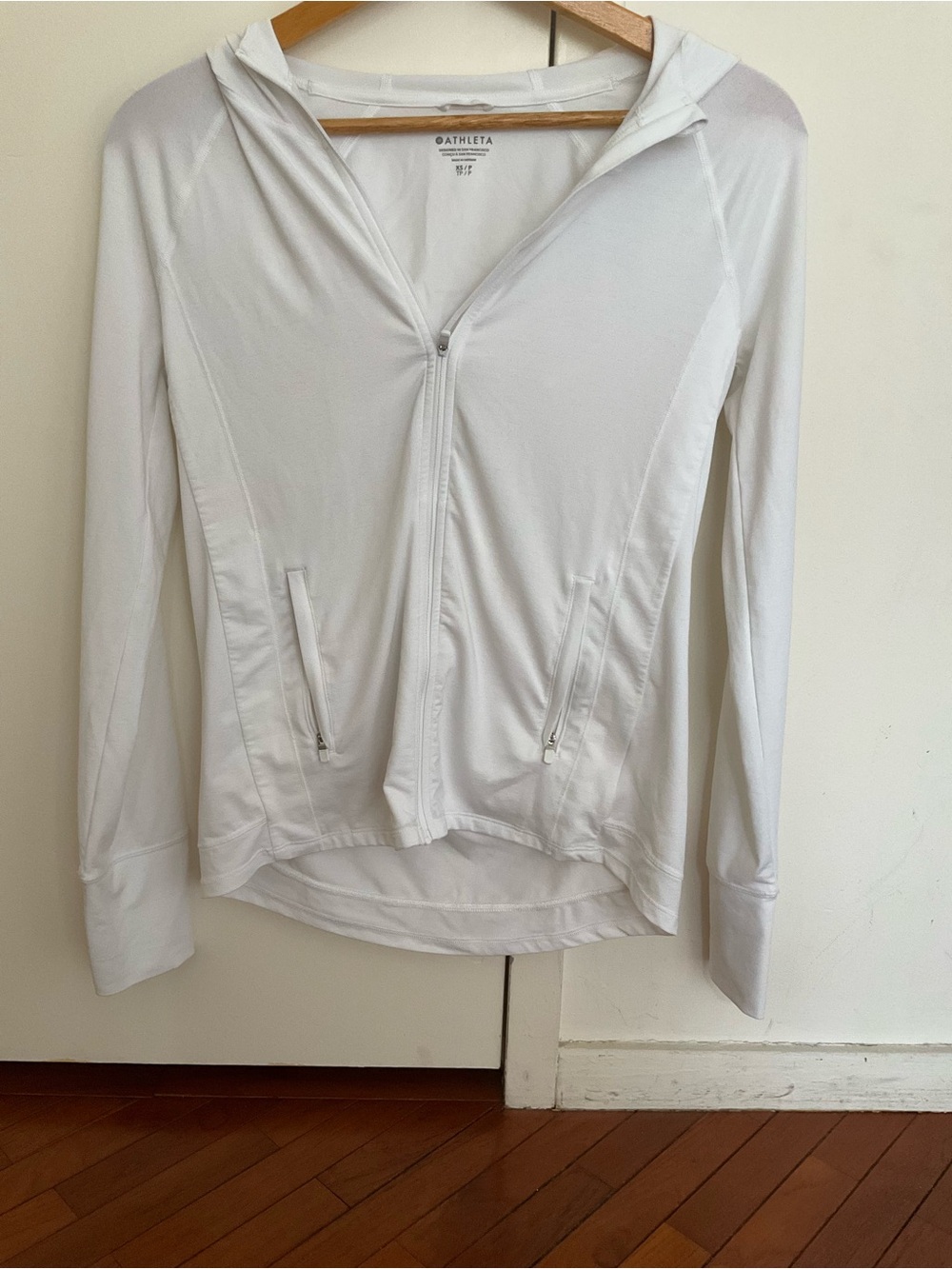 Athleta White Hooded Zip-Front Sunstop UPF Lightweight Jacket